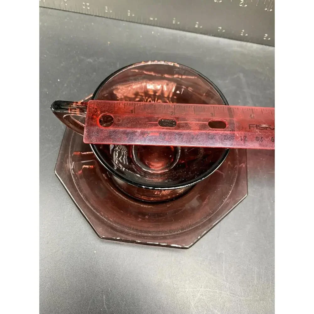 Amethyst Hazel-Atlas Moroccan Depression Glass Cup And Saucer Octagon - Picture 6 of 9